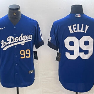 Men's Los Angeles Dodgers #99 Joe Kelly Blue City Connect Cool Base Stitched Baseball Jersey