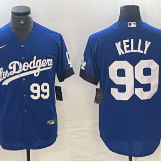 Men's Los Angeles Dodgers #99 Joe Kelly Blue City Connect Cool Base Stitched Baseball Jersey