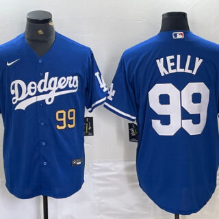 Men's Los Angeles Dodgers #99 Joe Kelly Blue City Connect Cool Base Stitched Baseball Jersey