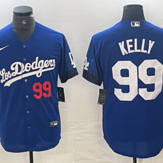 Men's Los Angeles Dodgers #99 Joe Kelly Blue City Connect Cool Base Stitched Baseball Jersey