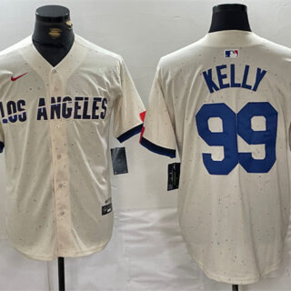 Men's Los Angeles Dodgers #99 Joe Kelly Cream Stitched Baseball Jersey