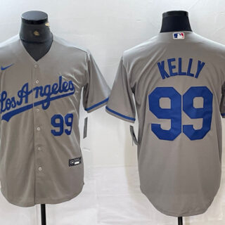 Men's Los Angeles Dodgers #99 Joe Kelly Grey Stitched Jersey(Run Small)
