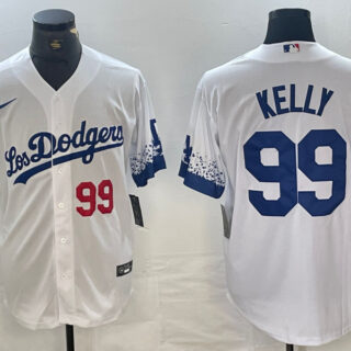 Men's Los Angeles Dodgers #99 Joe Kelly White City Connect Cool Base Stitched Baseball Jersey
