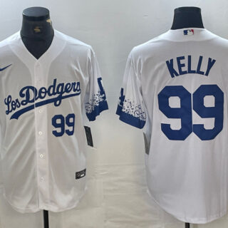 Men's Los Angeles Dodgers #99 Joe Kelly White City Connect Cool Base Stitched Baseball Jersey