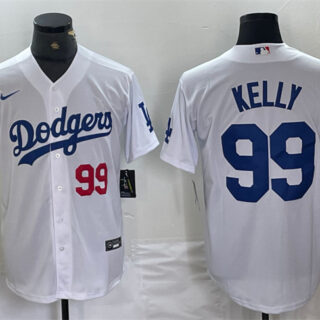 Men's Los Angeles Dodgers #99 Joe Kelly White Cool Base Stitched Baseball Jersey