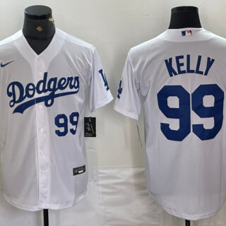 Men's Los Angeles Dodgers #99 Joe Kelly White Cool Base Stitched Baseball Jersey