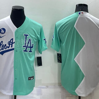 Men's Los Angeles Dodgers Blank 2022 All-Star White Green Cool Base Stitched Baseball Jersey