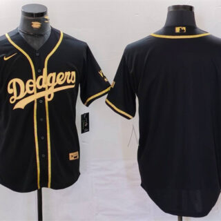 Men's Los Angeles Dodgers Blank Black Gold World Series Champions Cool Base Stitched Baseball Jersey