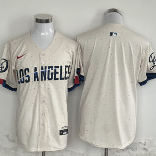 Men's Los Angeles Dodgers Blank Cream Stitched Baseball Jersey