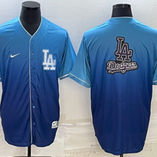 Men's Los Angeles Dodgers Blue Team Big Logo Cool Base Stitched Baseball Jersey