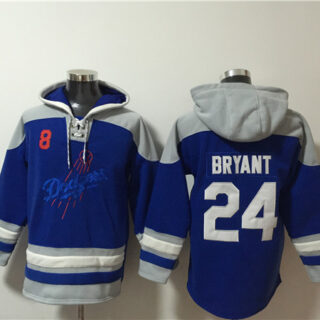 Men's Los Angeles Dodgers Front #8 Back #24 Kobe Bryant Blue Ageless Must-Have Lace-Up Pullover Hoodie