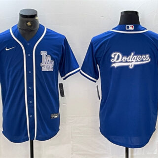 Men's Los Angeles Dodgers Team Big Logo Blue Cool Base Stitched Baseball Jerseys