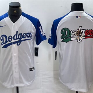 Men's Los Angeles Dodgers Team Big Logo White Blue Vin Patch Cool Base Stitched Baseball Jerseys 1