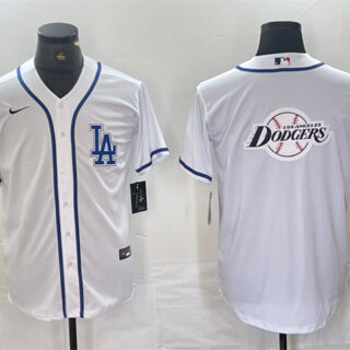 Men's Los Angeles Dodgers Team Big Logo White Cool Base Stitched Baseball Jerseys
