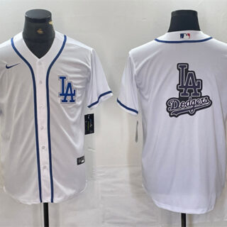 Men's Los Angeles Dodgers Team Big Logo White Cool Base Stitched Baseball Jerseys