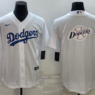 Men's Los Angeles Dodgers White Team Big Logo Cool Base Stitched Baseball Jersey