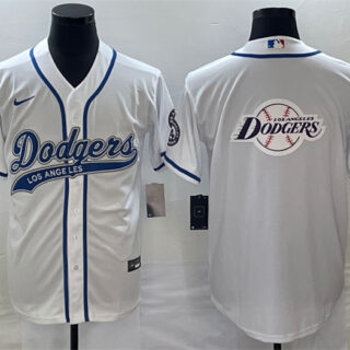 Men's Los Angeles Dodgers White Team Big Logo Cool Base Stitched Baseball Jersey