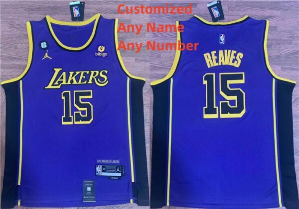 Men's Customized Los Angeles Lakers Purple With NO.6 Patch Stitched Basketball Jersey