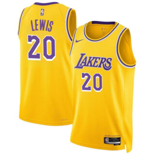 Men's Los Angeles Lakers #20 Maxwell Lewis Yellow 2024 Icon Edition Stitched Basketball Jersey