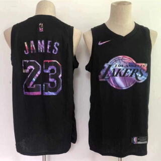 Men's Los Angeles Lakers #23 LeBron James Black Stitched Basketball Jersey
