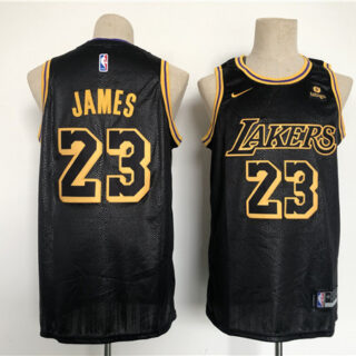 Men's Los Angeles Lakers #23 LeBron James Black Stitched Basketball Jersey