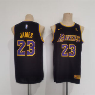 Men's Los Angeles Lakers #23 LeBron James Black Stitched Basketball JerseyS