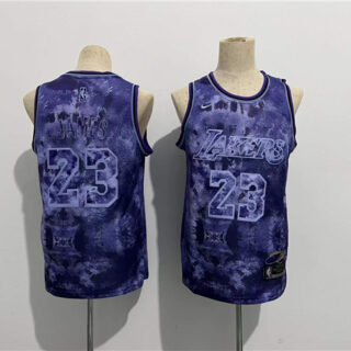Men's Los Angeles Lakers #23 LeBron James Purple Stitched Basketball Jersey