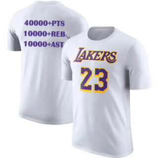 Men's Los Angeles Lakers #23 LeBron James White T-ShirtS