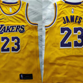 Men's Los Angeles Lakers #23 LeBron James Yellow Stitched Basketball Jersey
