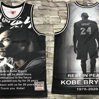 Men's Los Angeles Lakers #24 Kobe Bryant Black Retired CommemorativeSwingman Jersey