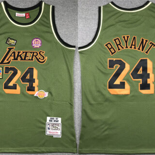 Men's Los Angeles Lakers #24 Kobe Bryant Green 1996-97 Throwback Basketball Jersey