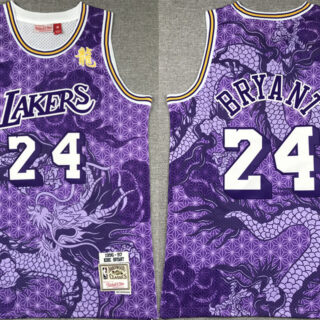 Men's Los Angeles Lakers #24 Kobe Bryant Purple 1996-97 Throwback Basketball Jersey