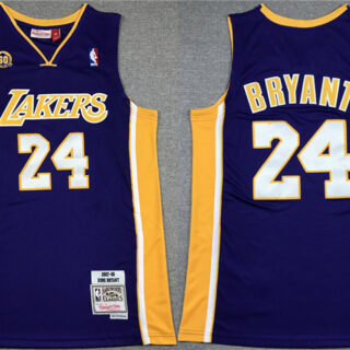 Men's Los Angeles Lakers #24 Kobe Bryant Purple 60th Anniversary Throwback Basketball Jersey