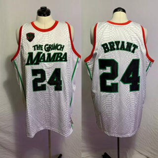 Men's Los Angeles Lakers #24 Kobe Bryant White Black Mamba Stitched Basketball Jersey