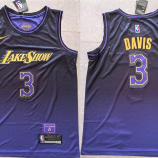 Men's Los Angeles Lakers #3 Anthony Davis Purple 2024 City Edition Stitched Basketball Jersey