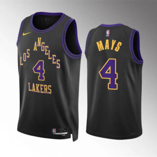 Men's Los Angeles Lakers #4 Skylar Mays Black 2023 24 City Edition Stitched Basketball Jersey