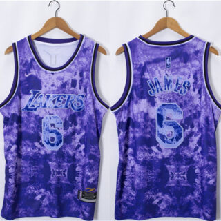 Men's Los Angeles Lakers #6 LeBron James 2023 Purple Stitched Basketball Jersey