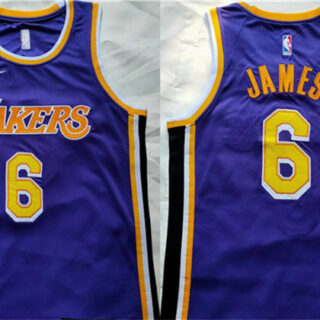 Men's Los Angeles Lakers #6 LeBron James Purple Stitched Basketball Jersey