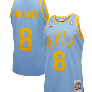 Men's Los Angeles Lakers #8 Kobe Bryant Light Blue Hardwood Classics 2001-02 Stitched Basketball Jersey