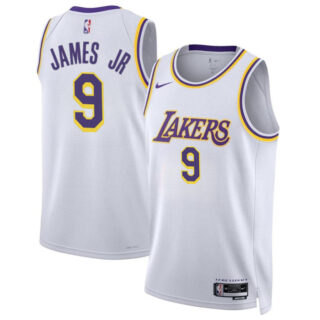 Men's Los Angeles Lakers #9 Bronny James Jr. White 2024 Draft Association Edition Stitched Basketball Jersey