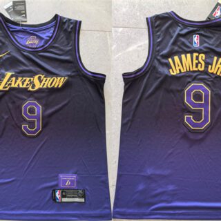 Men's Los Angeles Lakers #9 Bronny James Purple 2024 City Edition Stitched Basketball Jersey