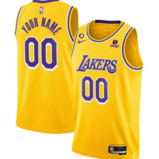 Men's Los Angeles Lakers Active Player Cutom 2022-23 Yellow No.6 Patch Stitched Basketball Jersey