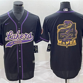 Men's Los Angeles Lakers Black #24 Mamba Big Logo Cool Base Stitched Baseball Jersey