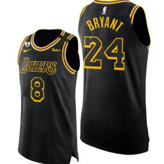 Men's Los Angeles Lakers Front #8 Back #24 Kobe Bryant With 2 Gigi Patch Black Stitched Jersey