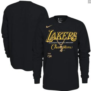 Men's Los Angeles Lakers Nike Black 17 Time NBA Finals Champions Celebration Pendant Long Sleeve T-Shirt