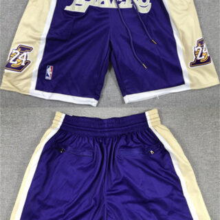 Men's Los Angeles Lakers Purple Gold Shorts (Run Small)