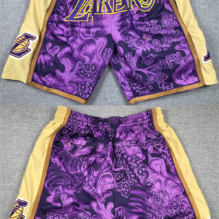 Men's Los Angeles Lakers Purple Gold Shorts (Run Small)