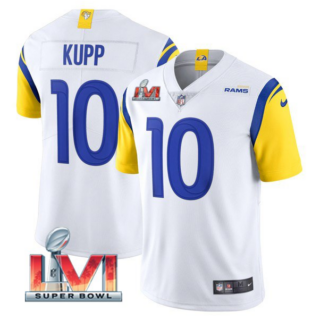 Men's Los Angeles Rams #10 Cooper Kupp 2022 White Super Bowl LVI Vapor Limited Stitched Jersey