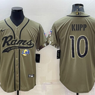 Men's Los Angeles Rams #10 Cooper Kupp Olive 2022 Salute To Service Cool Base Stitched Baseball Jersey