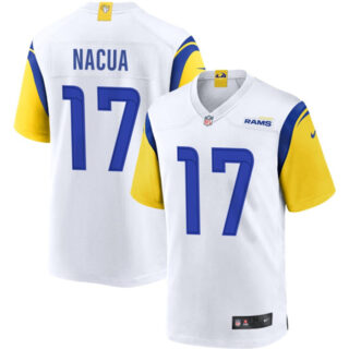 Men's Los Angeles Rams #17 Puka Nacua White Stitched Football Game Jersey